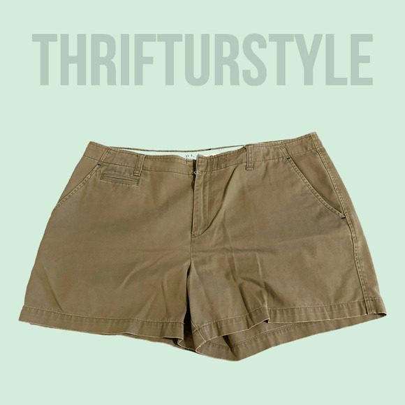 Tommy Hilfiger Pants - Tommy Hilfiger Chino‎ Shorts Women's Khaki Beige Flat Front Casual 14